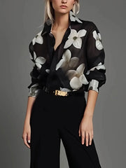 Black Floral Button Blouse - Dahlias & Honey 