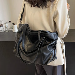 Oversized Soft PU Leather Shoulder Tote - Dahlias & Honey 