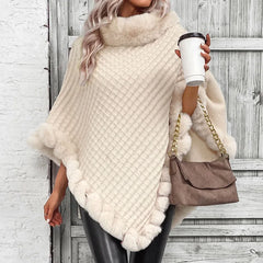 Faux Fur Pullover Knit Cape - Dahlias & Honey 
