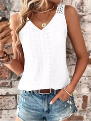Lace V-Neck Sleeveless Blouse - Dahlias & Honey 