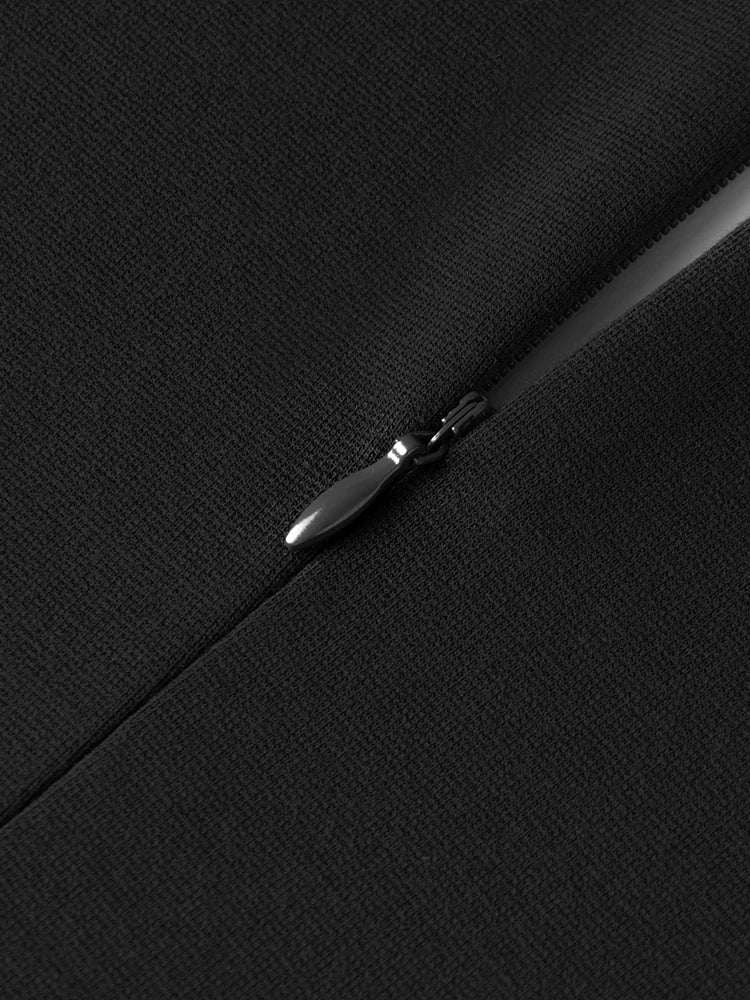 Black V-Neck Pencil Dress with Three-Quarter Sleeves - Dahlias & Honey 