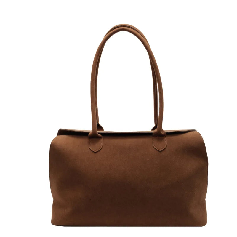 Classic Faux Suede Shell Shoulder Bag - Dahlias & Honey 