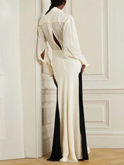 Long Sleeved V-Neck Pleated Maxi Dress - Dahlias & Honey 