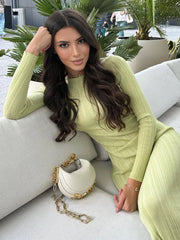 Long Sleeve Knit Column Dress - Dahlias & Honey 