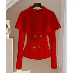 Soft Knit Pullover Cape Sweater - Dahlias & Honey 