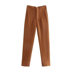 High-Waisted Slim Ankle Pants with Pockets - Dahlias & Honey 
