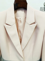 Color Block Blazer and Wide-Leg Pants Suit Set - Dahlias & Honey 
