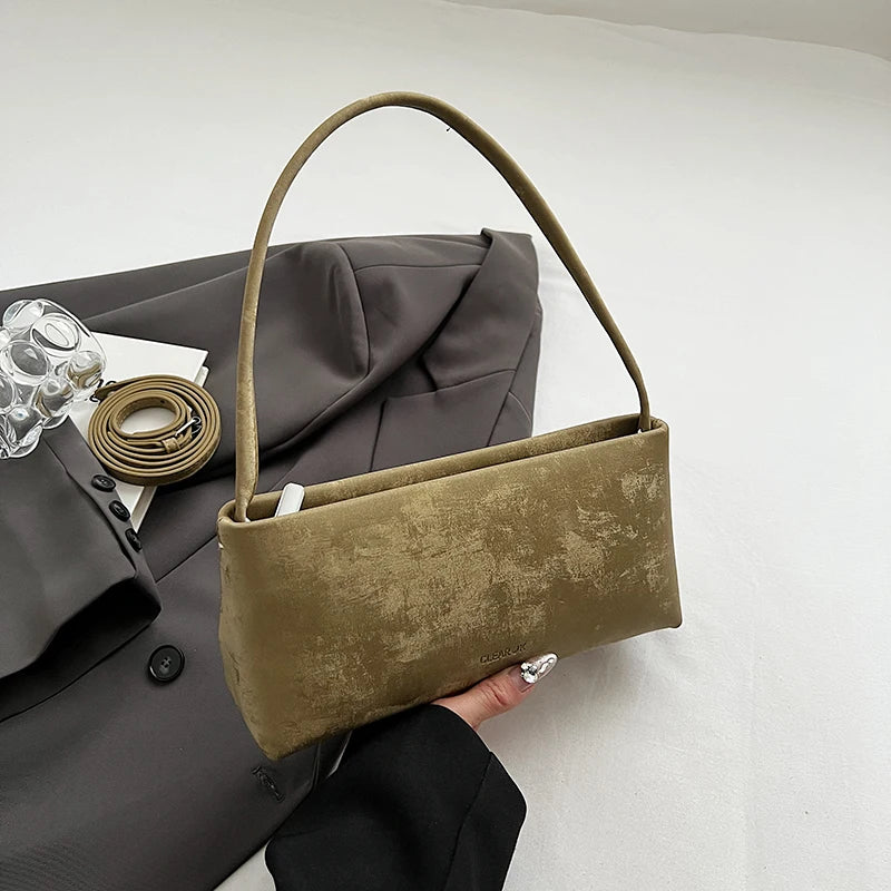 Small PU Leather Baguette Shoulder Bag - Dahlias & Honey 