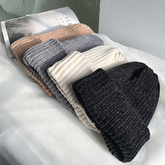 Chenille Knit Beanie Hat - Dahlias & Honey 