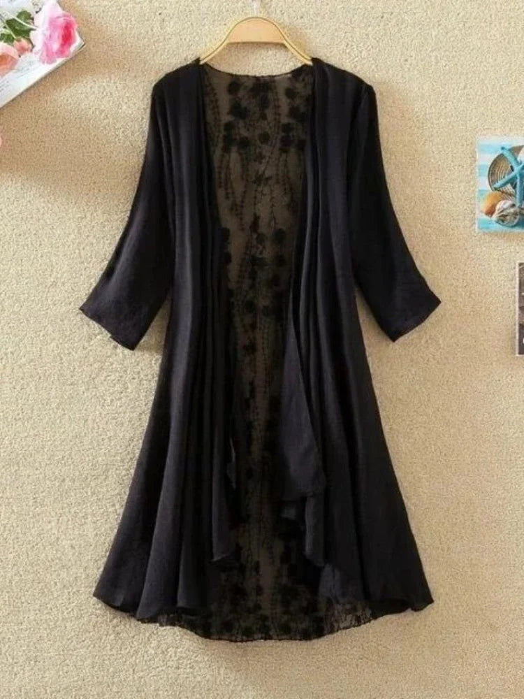 Embroidered Lace Jacket with Half Sleeves - Dahlias & Honey 