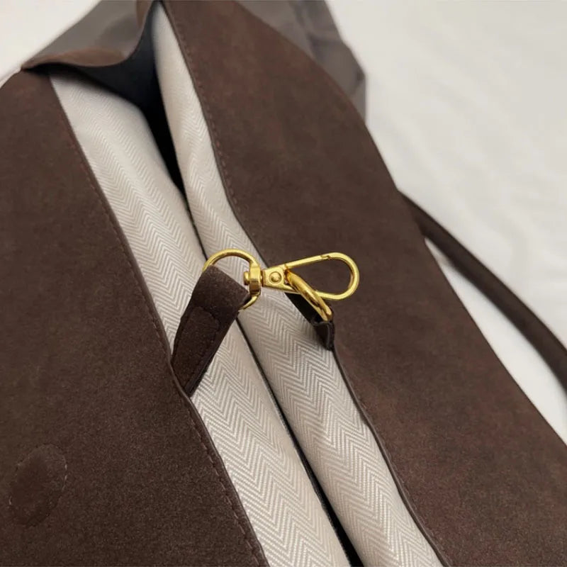 Classic Faux Suede Shell Shoulder Bag - Dahlias & Honey 