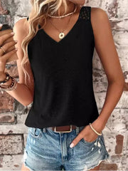 Lace V-Neck Sleeveless Blouse - Dahlias & Honey 