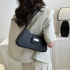 Structured Minimalist Shoulder Bag – Petite Saddle Style with Top Handle - Dahlias & Honey 