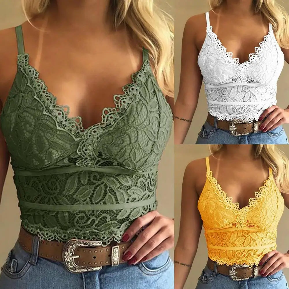 Lace Camisole V-Neck Tank Top - Dahlias & Honey 