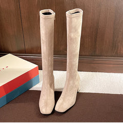 Soft Square Knee High Zip Boots - Dahlias & Honey 