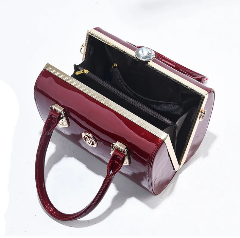 Classic Patent Leather Designer Handbag - Dahlias & Honey 