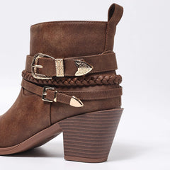 Braided Buckle Ankle Boots - Dahlias & Honey 