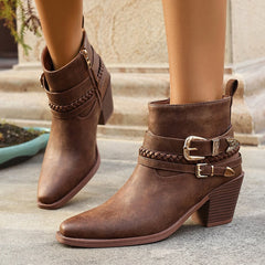 Braided Buckle Ankle Boots - Dahlias & Honey 