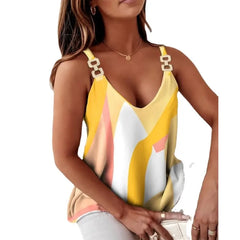 Chain Strap Printed Camisole Blouse - Dahlias & Honey 