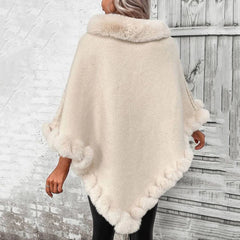 Faux Fur Pullover Knit Cape - Dahlias & Honey 