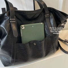 Oversized Soft PU Leather Shoulder Tote - Dahlias & Honey 
