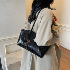 PU Leather Satchel Shoulder Bag - Dahlias & Honey 