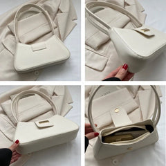 Structured Minimalist Shoulder Bag – Petite Saddle Style with Top Handle - Dahlias & Honey 
