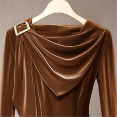 French Velvet Pullover Blouse with Asymmetrical Hem - Dahlias & Honey 