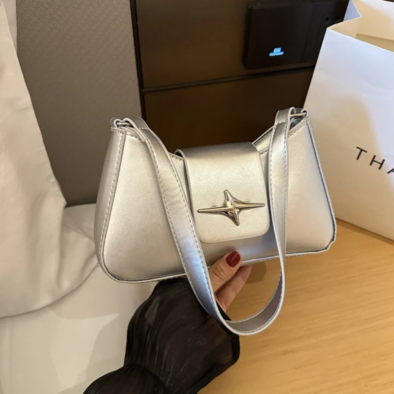 Glossy Mini Shoulder Bag with Zipper Closure - Dahlias & Honey 