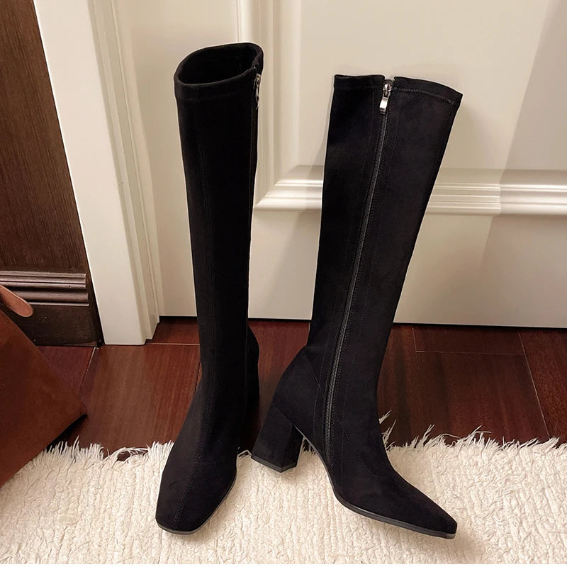 Soft Square Knee High Zip Boots - Dahlias & Honey 