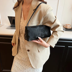 Small PU Leather Baguette Shoulder Bag - Dahlias & Honey 
