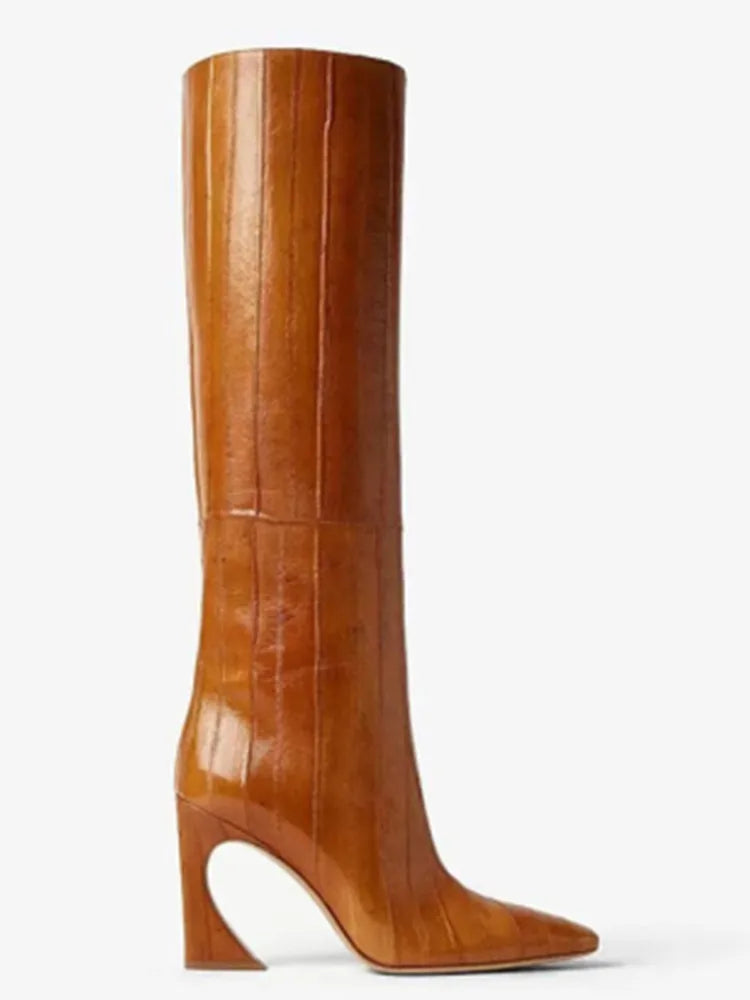 Irregular High Heels Knee High Boots - Dahlias & Honey 