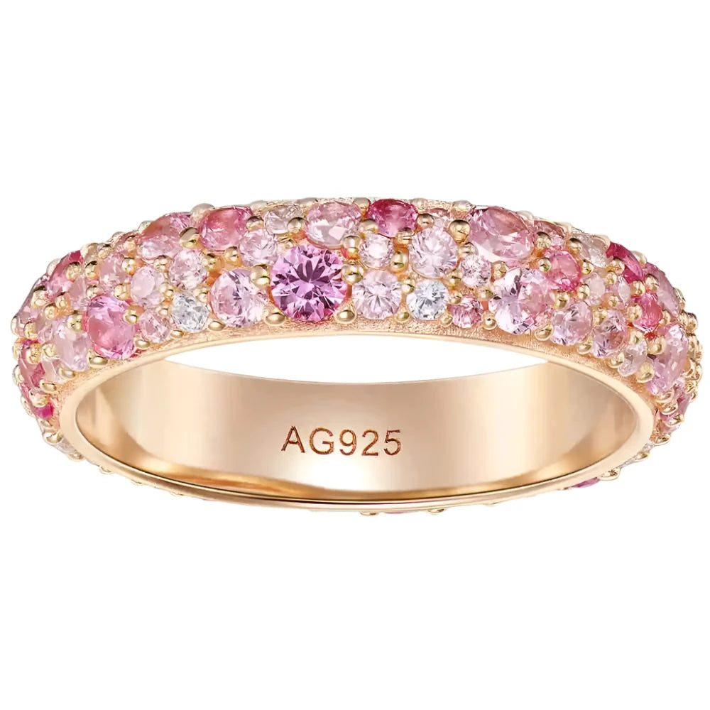 Sterling Silver Rainbow Sapphire Band in Rose Gold - Dahlias & Honey 
