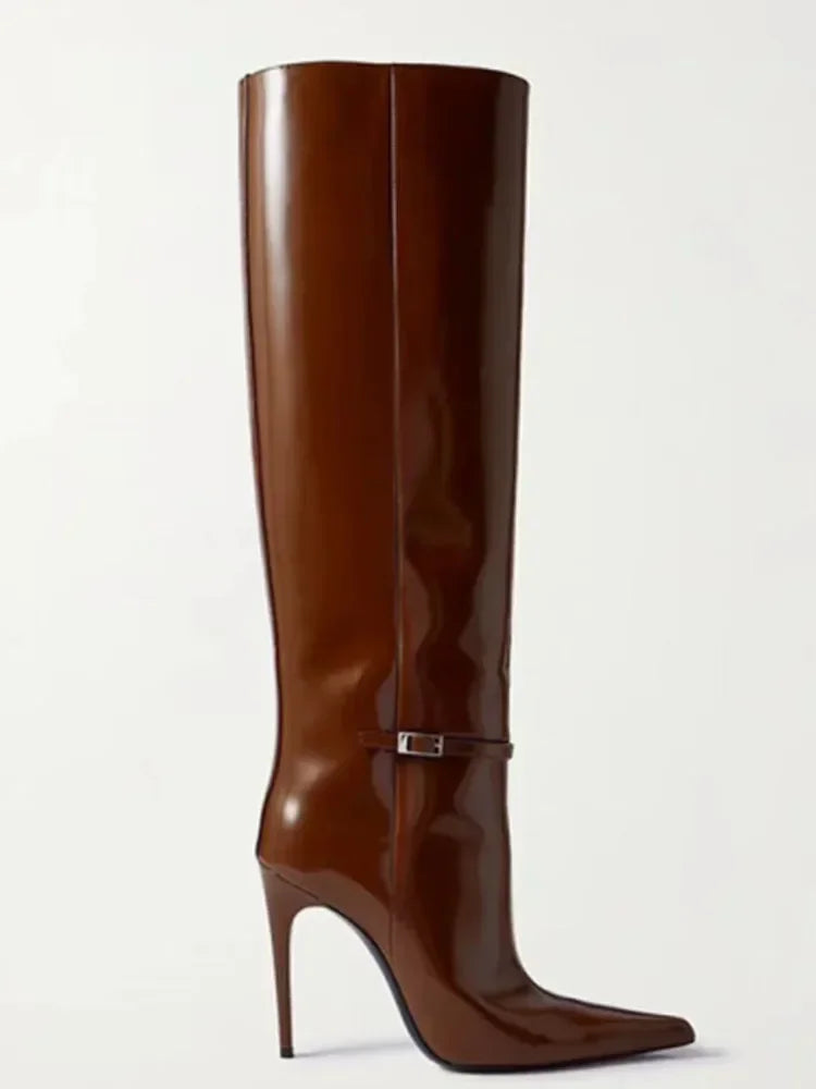 Pointed High Heel Knee Boots - Dahlias & Honey 
