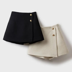 High-Waist A-Line Skort with Patchwork Detail - Dahlias & Honey 