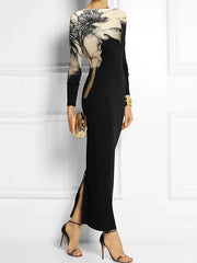Floral Printed Boat Neck Maxi Dress - Dahlias & Honey 
