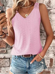 Lace V-Neck Sleeveless Blouse - Dahlias & Honey 
