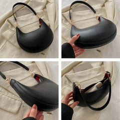 Vintage Half Moon PU Shoulder Bag - Dahlias & Honey 
