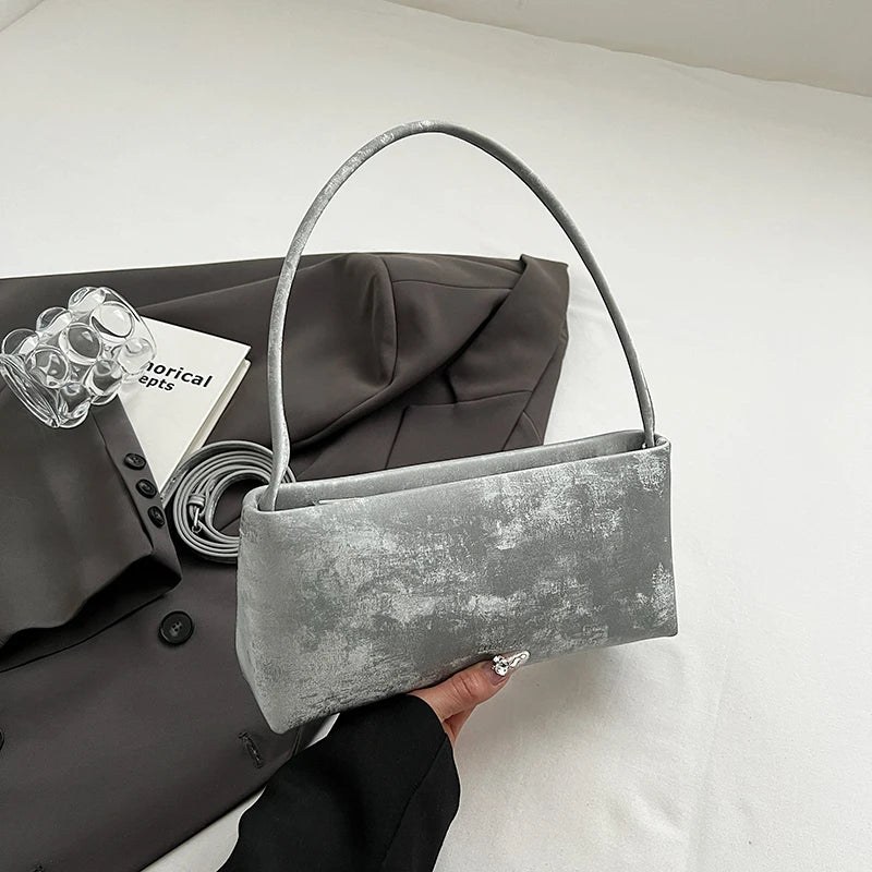 Small PU Leather Baguette Shoulder Bag - Dahlias & Honey 