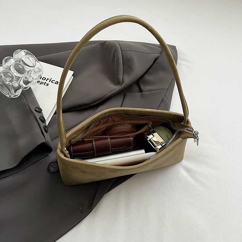 Small PU Leather Baguette Shoulder Bag - Dahlias & Honey 