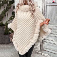 Faux Fur Pullover Knit Cape - Dahlias & Honey 