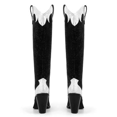 Pointed Toe Knee-High Rhinestone Western Boots - Dahlias & Honey 