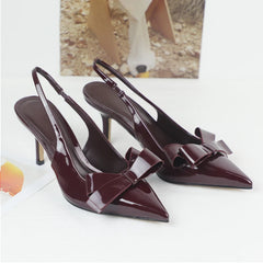 Butterfly-Knot Pointed Toe Slingback Heels - Dahlias & Honey 
