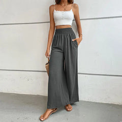 Wide Leg Ankle-Length Pants with Pockets - Dahlias & Honey 