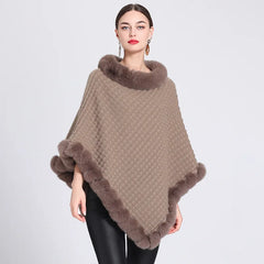 Faux Fur Pullover Knit Cape - Dahlias & Honey 