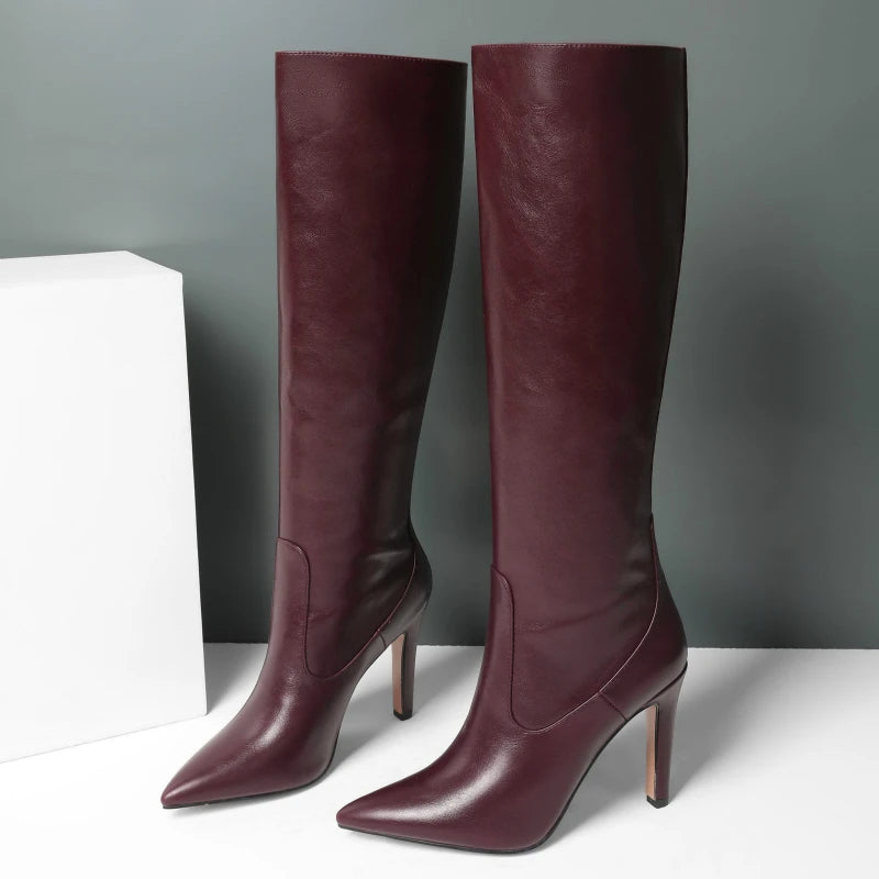 Western Knee-High Boots with High Heels - Dahlias & Honey 