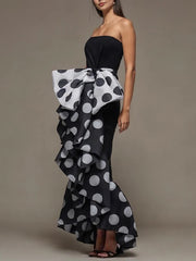 Strapless Polka Dot Bow Dress - Dahlias & Honey 