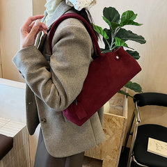 Structured Faux Suede Shoulder Bag with Dual Handles - Dahlias & Honey 