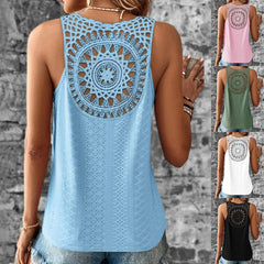 Lace V-Neck Sleeveless Blouse - Dahlias & Honey 