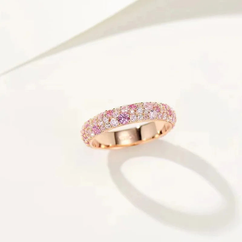 Sterling Silver Rainbow Sapphire Band in Rose Gold - Dahlias & Honey 